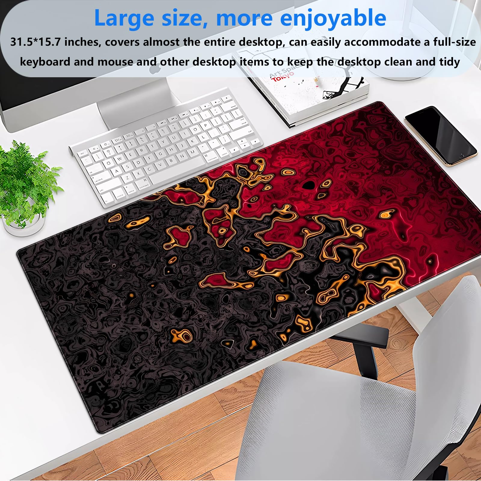 Red Black Extra Large Gaming M - Gaming Desk Mat 评论和价格