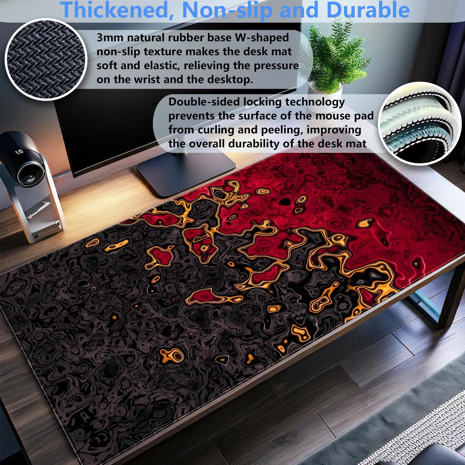 Red Black Extra Large Gaming M - Gaming Desk Mat 评论和价格